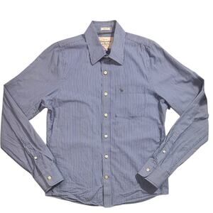 Abercrombie & Fitch Striped Button-up Shirt Muscle Men's Large Preppy Y2K Casual